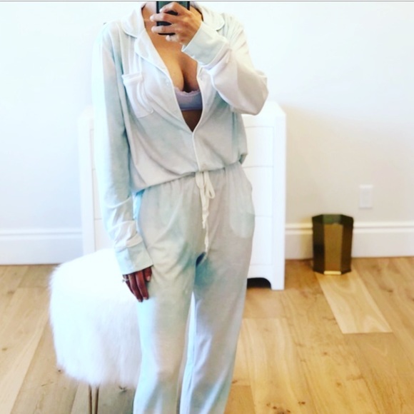 BELGIUM Tie Dye PJS Long Sleeve Button Top & Pants - Picture 3 of 10